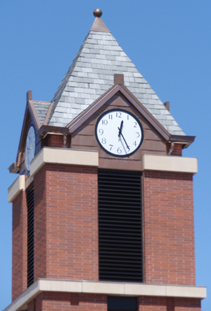 ball and base finial on clock tower
