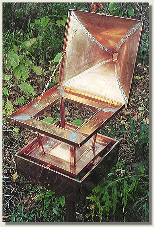Custom Copper Birdfeeder With Hindged Top