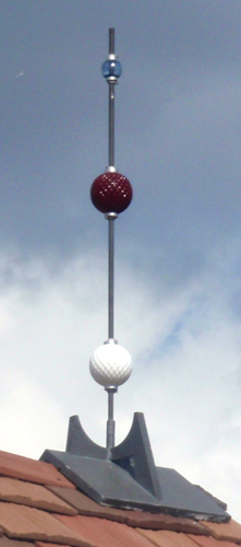 white and red glass balls on air terminal