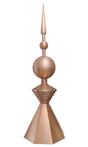 copper triple ball and spike roof finial