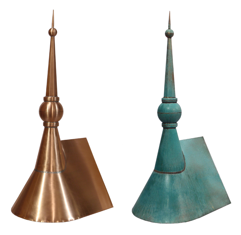 Ball & Spire - Half Cone Gable Before and After Patina